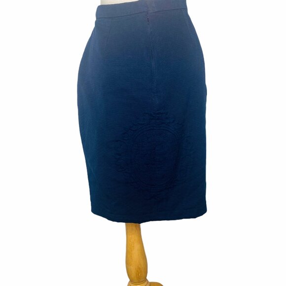 Peggy Jennings Vintage Corduroy Blue Pencil Skirt Sz 10 - Picture 7 of 13